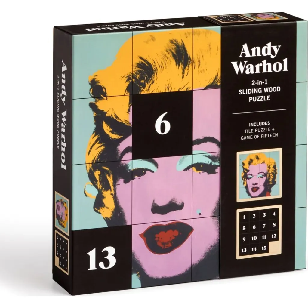 Casse-tête coulissant Andy Warhol Marilyn en bois de 16 pièces Galison