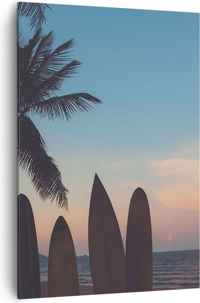 Bild auf Leinwand - Leinwandbild - Einteilig - Strand Meer Palme - 70x100cm - Wand Bild - Wanddeko - Wandbilder - Leinwanddruck - Wanddekoration - ...