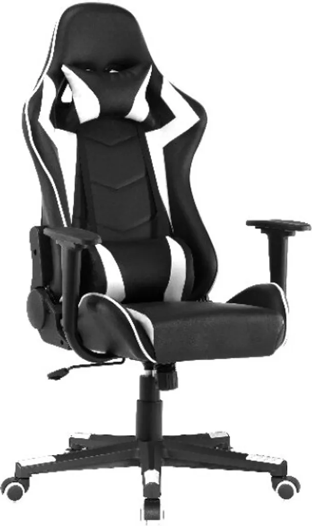 Fauteuil de Bureau Gamer AGNES en Cuir Synthétique Réglable Noir Blanc