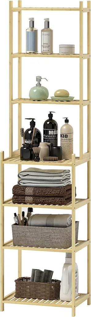 Organiseur salle de bain bambou 7 niveaux pour ranger tout votre espace