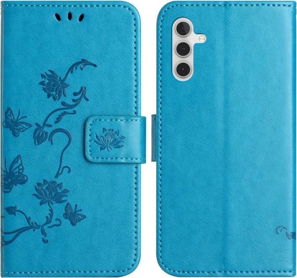 Samsung Galaxy A56 Hülle - Coverup Blumen & Schmetterlinge Klapphülle - Blau