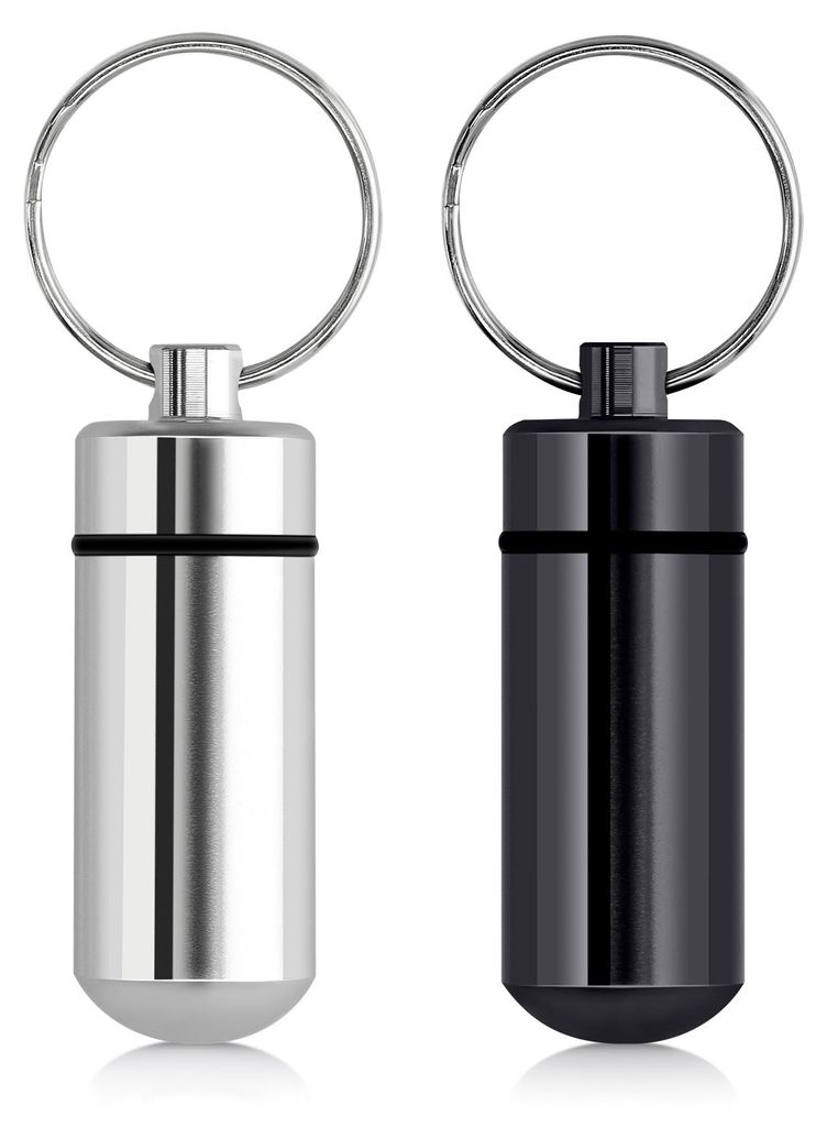 kwmobile 2x Metall Pillendose - 4,8 x 1,7 x 1,7 cm - Produktbild 