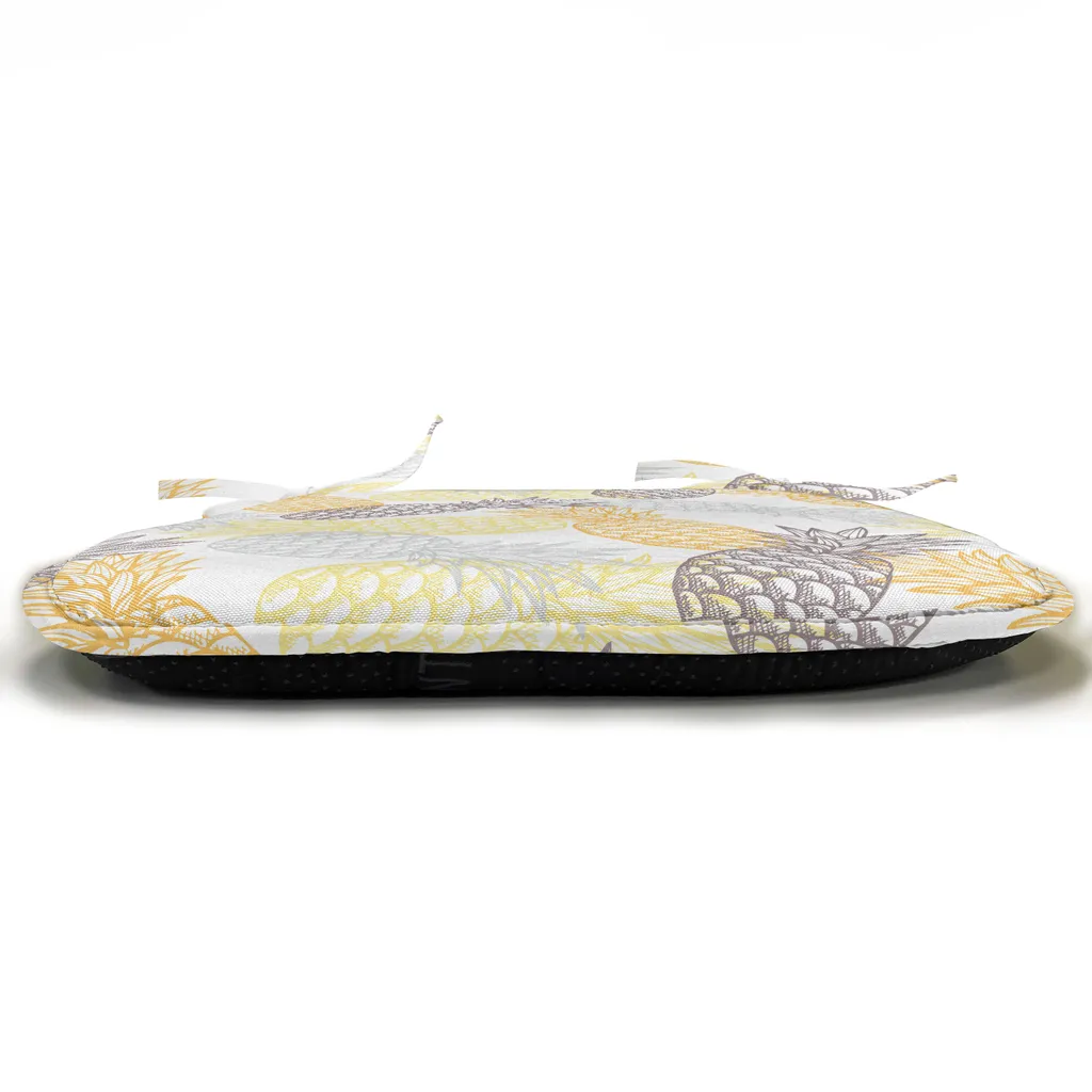ABAKUHAUS Cuscini decorativi per sedie da sala da pranzo, Ananas tropicale esotico, Cuscino decorativo impermeabile con cinturini per sedie da cucina, 40 cm x 40 cm - Confezione da 4, Calendula Grigio chiaro - 2