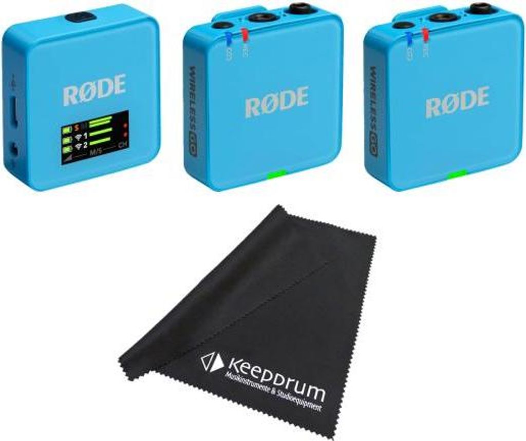 Rode Mikrofon-Funksystem Wireless GO Gen 3 Blau mit Tuch