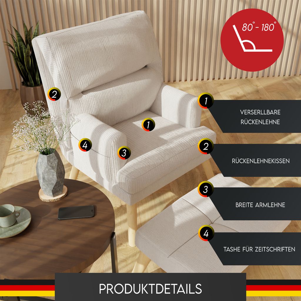 Liegesessel Sessel Relaxsessel Nemo mit Fußhocker Produktbild 6