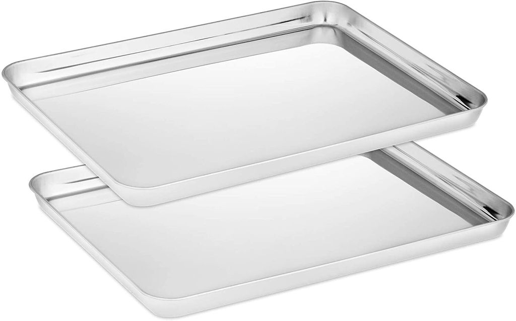 Backblech-Set 2-teilig, Edelstahl-Ofenblech, Spiegelglatt Produktbild 