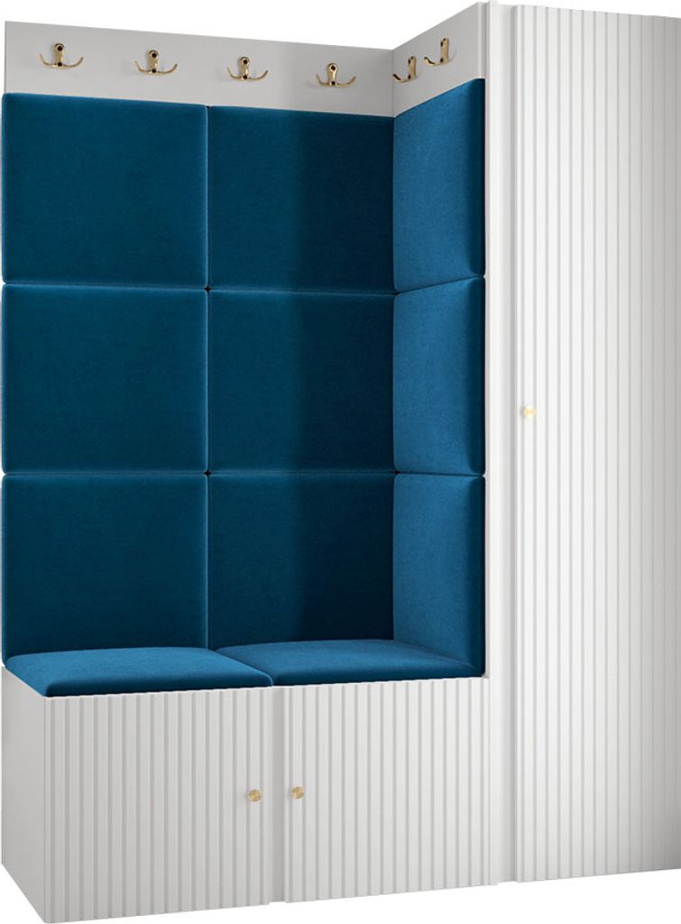 MIRJAN24 Garderoben-Set Orion Ryfel Slim IX, Kleiderschrank, Schuhschrank, 2x Kleiderhakenbrett, 11x Paneel 42x42, 4 Kleiderhaken für Kleidung, Me...