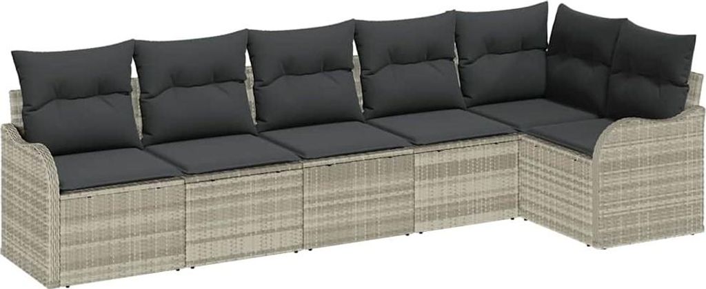 "SALE 2026" Garten-Sofa-Set mit Kissen 6er Set,multifunktional& Moderne - Hellgrau Poly Rattan - Gartenmöbelset DE3764661