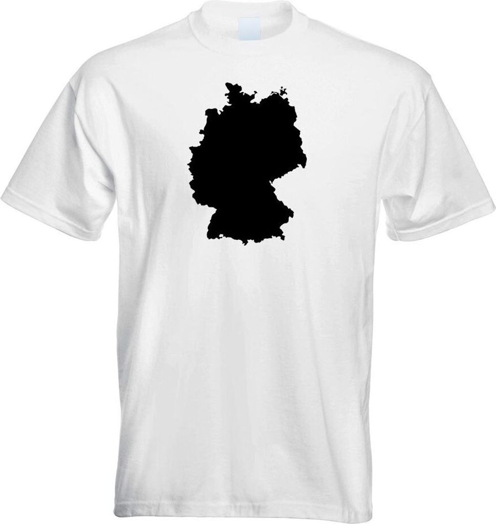 Kiwistar - T-Shirt - Weiss - Deutschland Umriss Kontur Herren Funshirt Bedruckt Design Sprüche Spruch Motive - mit Motiv Bedruckt - Funshirt Desig...