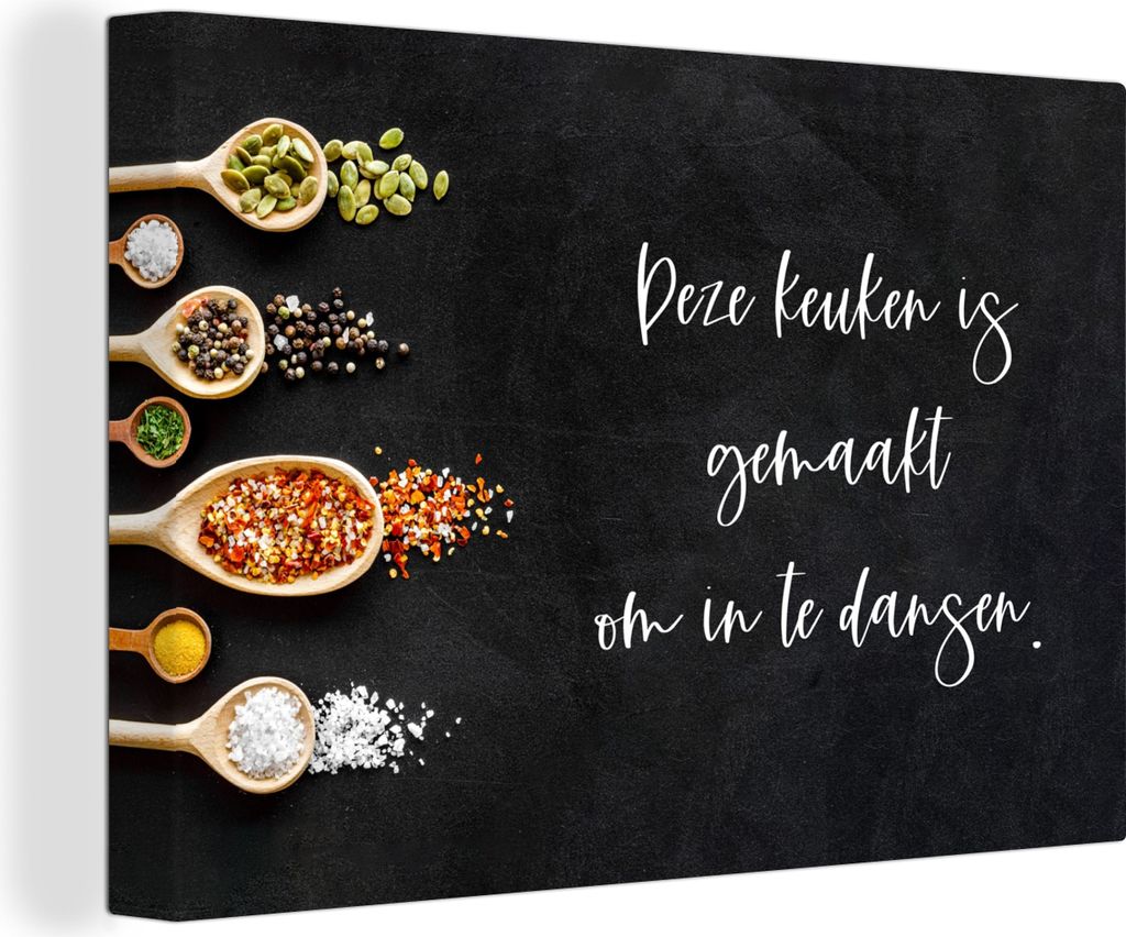 OneMillionCanvasses - Leinwandbilder - 150x100 cm, Zitate - Sprichwörter - Küche - Diese Küche ist zum Tanzen gemacht - Gewürze, Wandbilder K...