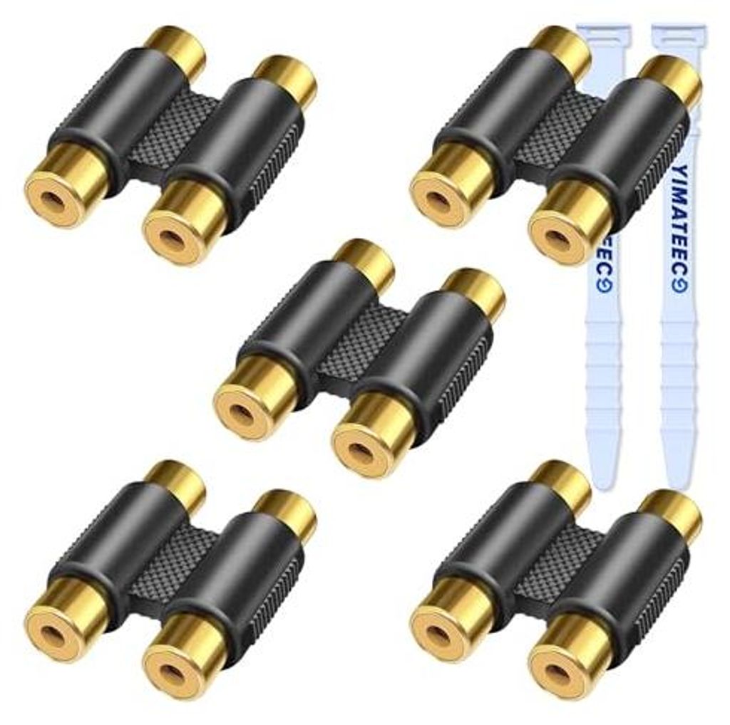 Cinch Koppler RCA Doppel Kupplung, 5 Stk Cinch Buchse auf Buchse Kupplung 2 kanäle Adapterstecker Audio Video Adapter H type für Lautsprecher, Ph...