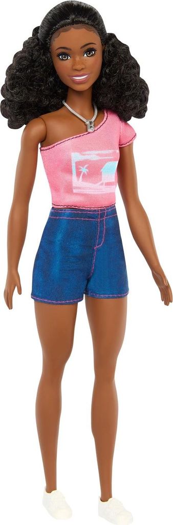 Poupée Barbie Brooklyn, ensemble t-shirt corail et short en Image du produit 