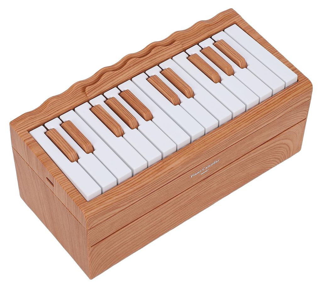 25 Key BT Playable Piano Calendar Electronic Keyboard with 52 World Famous Songs 8 Instrument Modes LED Lights Rechargeable Music Desk Decor for