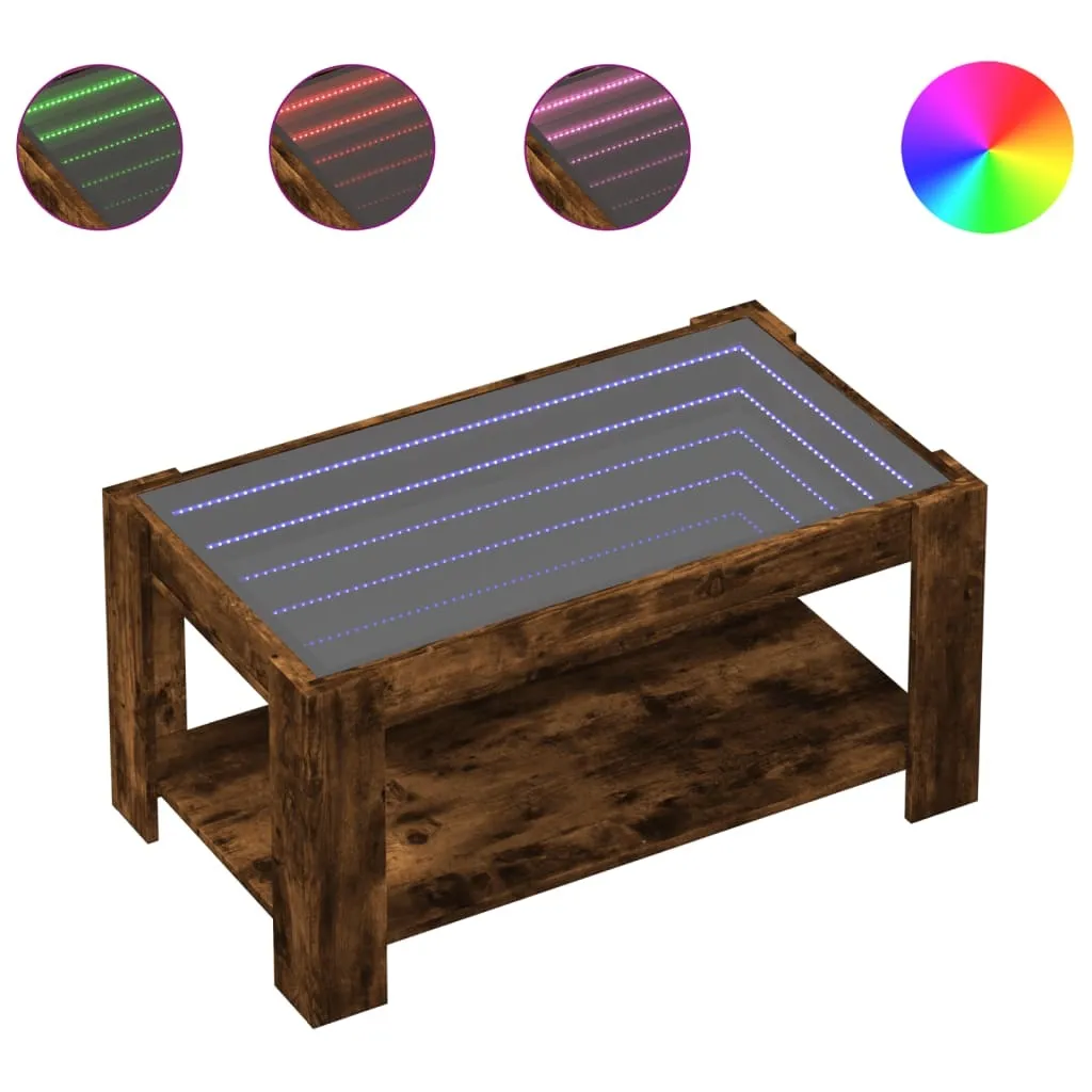 vidaXL Tavolino LED rovere fumé 93x53x45 cm materiale a base di legno
