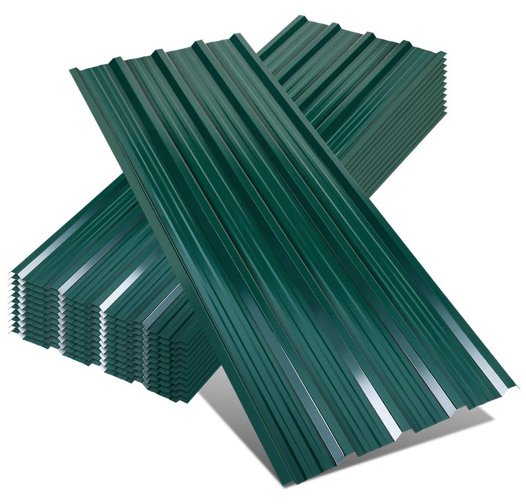 Ikodm 24x Trapezblech Dachplatten 129x46 cm Grün Verzinkt für Carport Schuppen