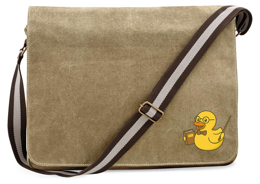 Huuraa Umhängetasche Quietscheente Lehrer Comic Gummiente 14 Liter Sahara Canvas Laptoptasche Geschenkidee