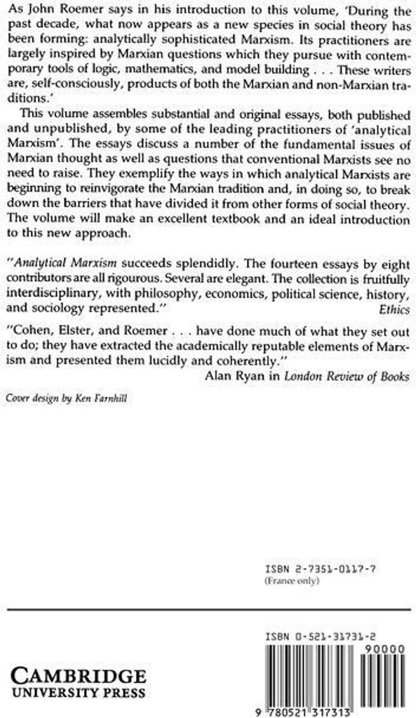 Analytical Marxism by Roemer, E. New ,,