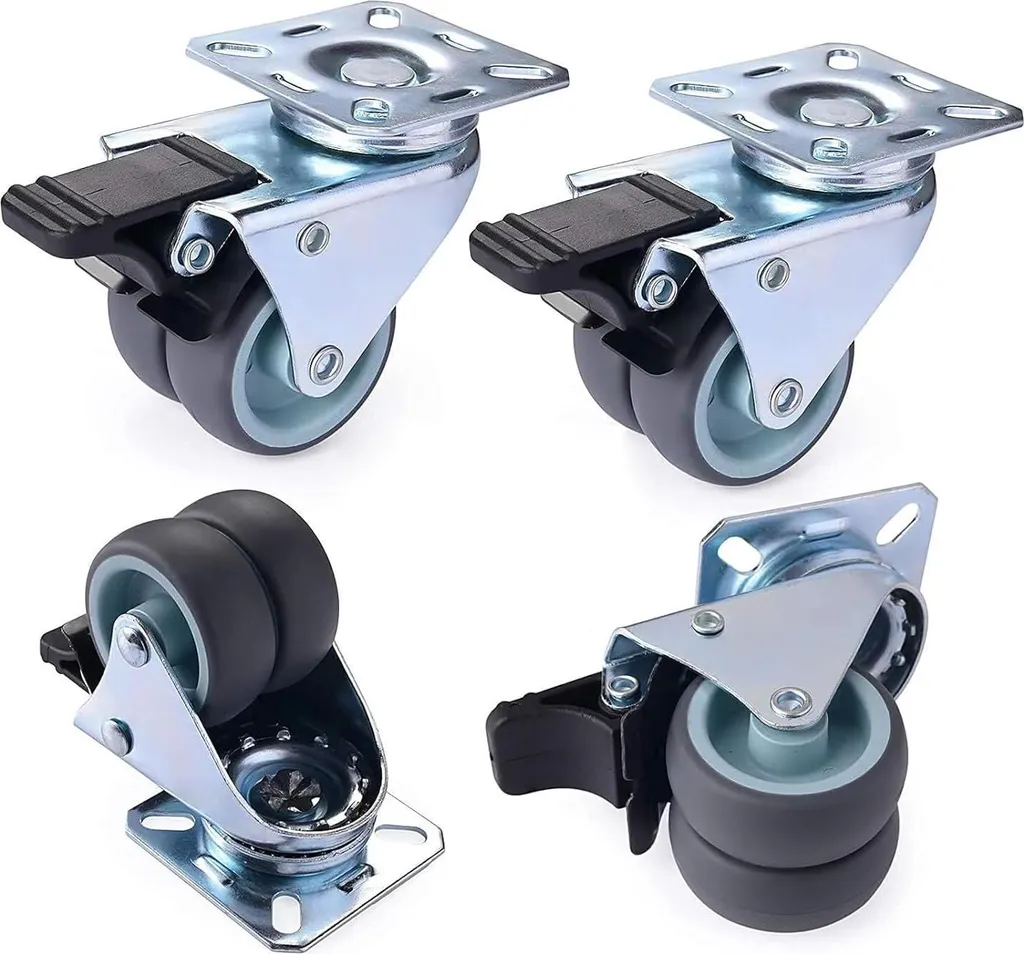 Roulettes pivotantes 50mm double galet charge lourde 600kg - Lot de 4