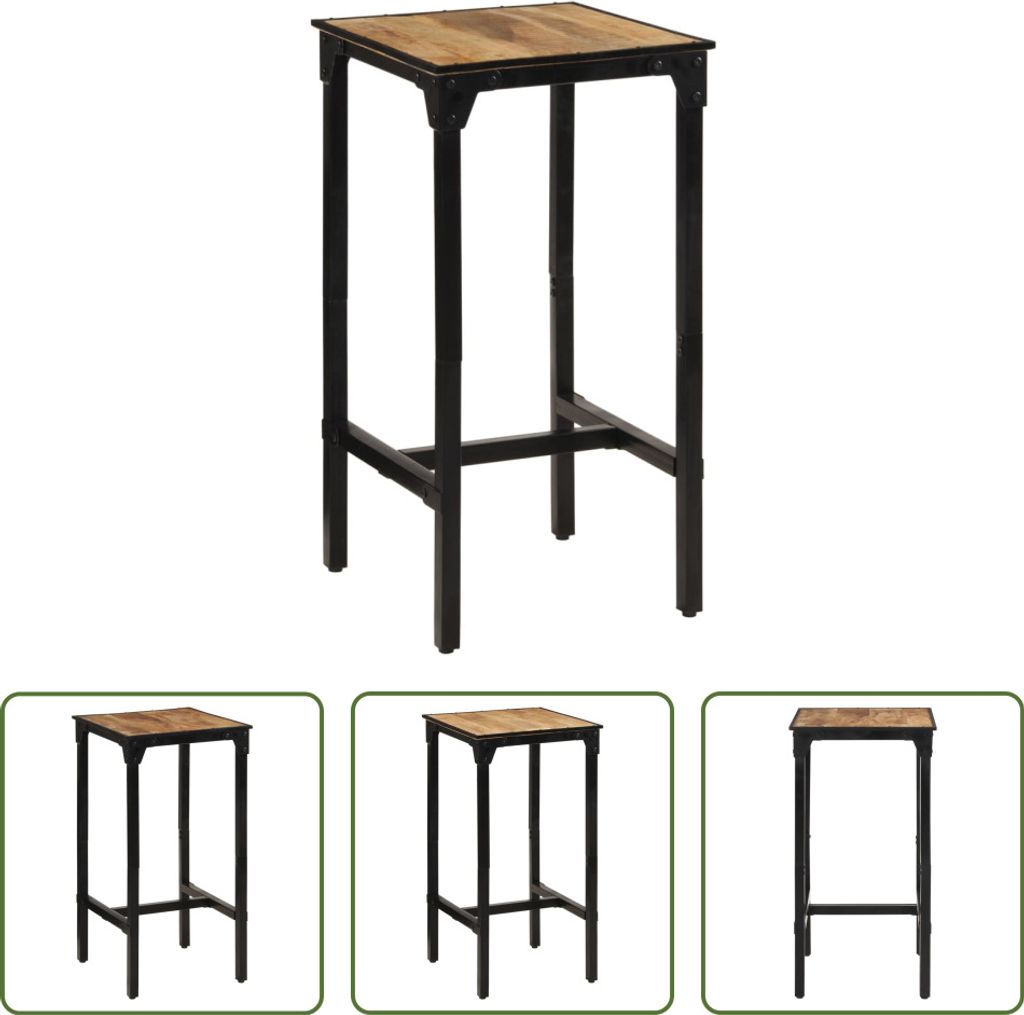 The Living Store Bartisch 60x55x107 cm Raues Massivholz Mango