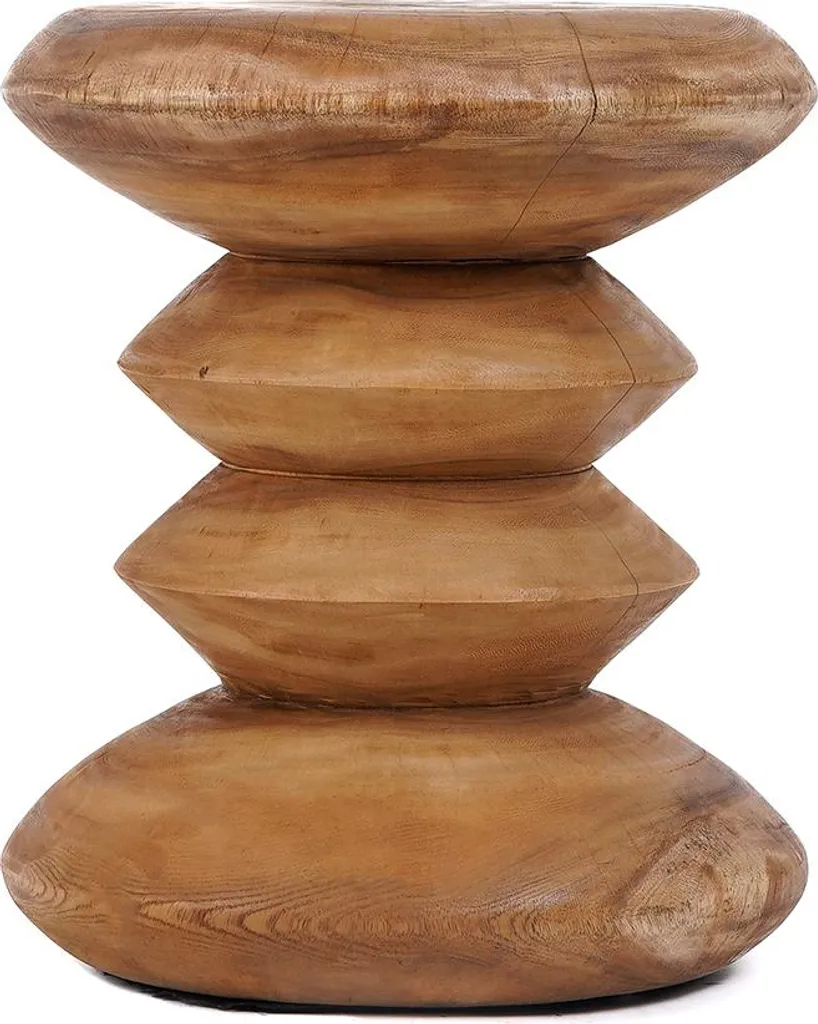 Tabouret en Bois Naturel Simi Bazar Bizar - Assise d'Appoint Bohème Chic