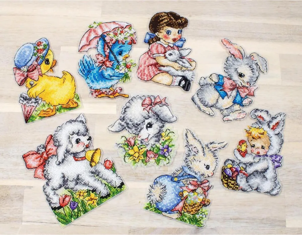 Set Letistitch Punto Croce Pasqua: 8 Schemi Contati con Filo Anchor