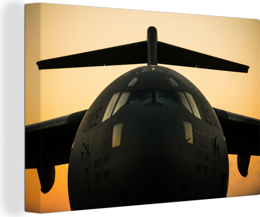 OneMillionCanvasses - Leinwandbilder - 140x90 cm, Flugzeuge - Fliegen - Sonne, Wandbilder Kunstdruck Wanddekoration