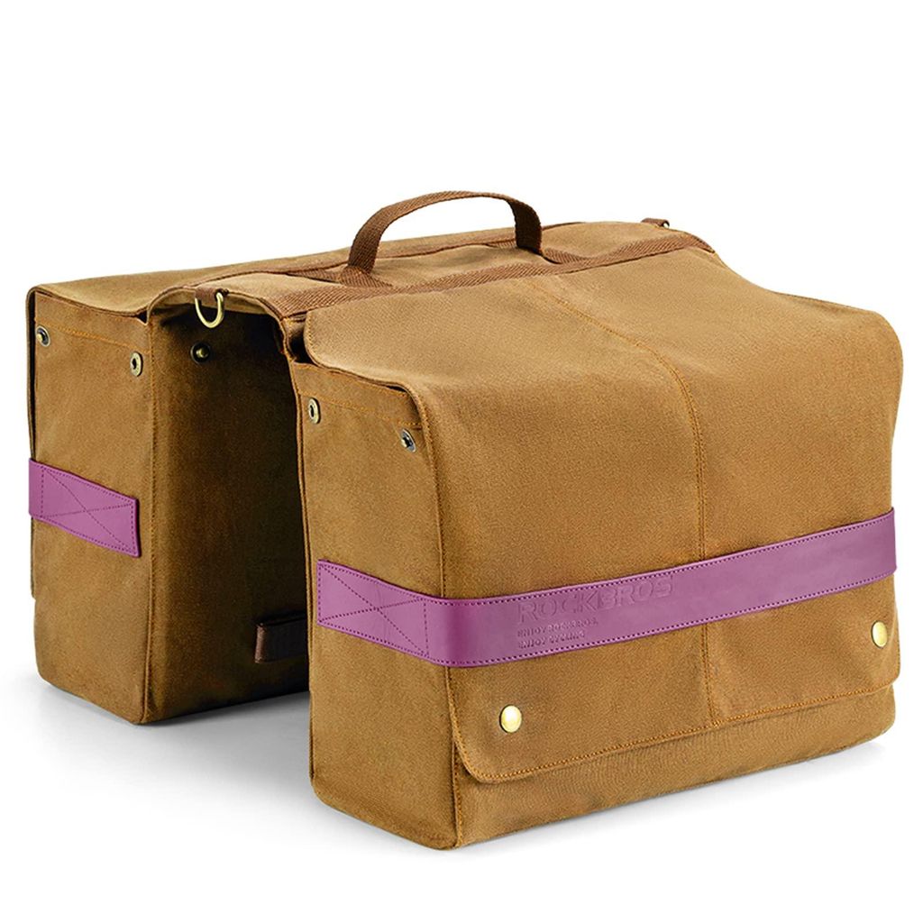 ROCKBROS Fahrrad Doppeltasche Gepäckträgertasche 27L Fahrradtasche für Gepäckträger, Braun