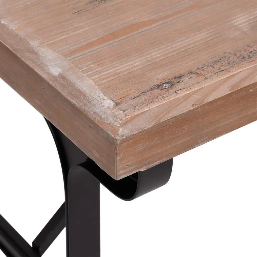 Table de repas bois de sapin massif et fer au design industriel - 5