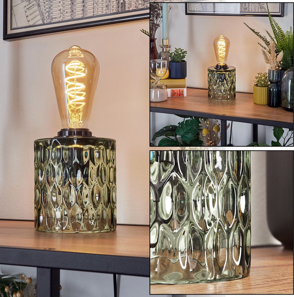 Pescara Tischlampe aus Glas/Metall in Grün/Schwarz