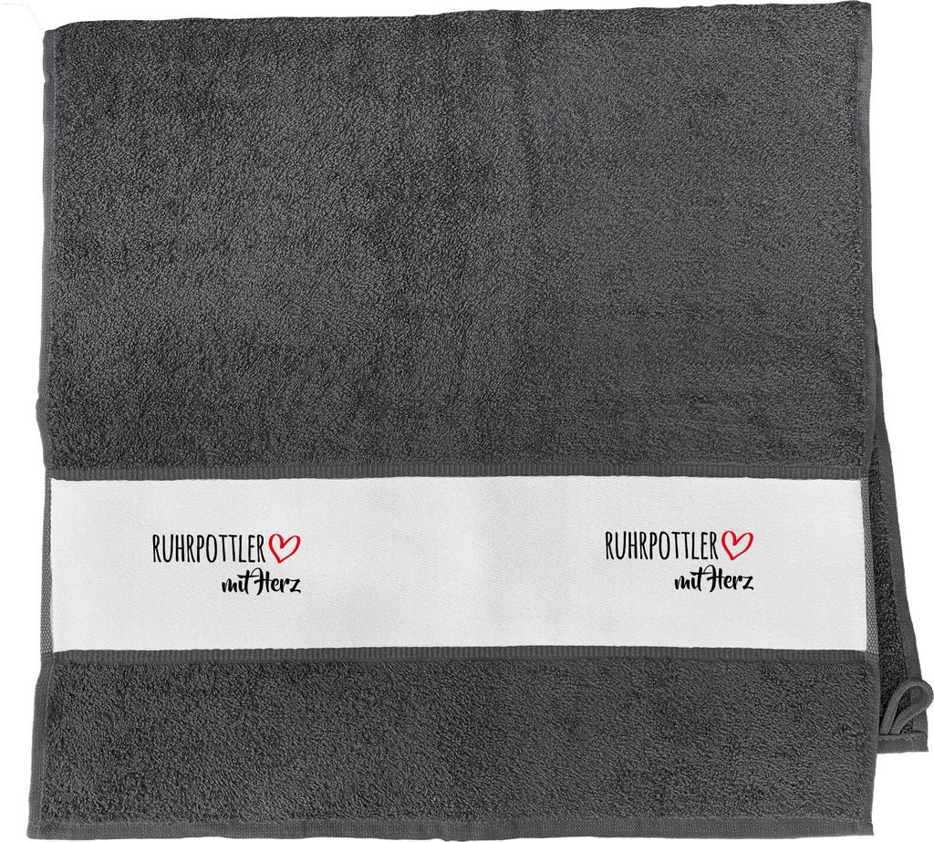 Huuraa Handtuch Ruhrpottler mit Herz 50x100cm Graphite Baumwolle Handtuch Geschenkidee