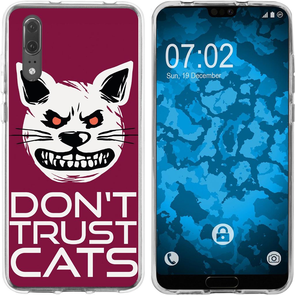 PhoneNatic Case kompatibel mit Huawei P20 Silikon-Hülle Crazy Animals Katze M1