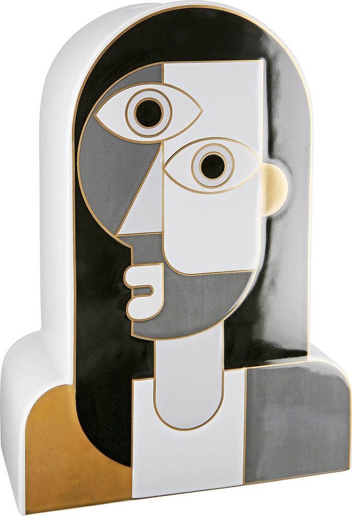 Gilde Gesichtsvase, "Picassa", Fraumotiv, Keramik, grau, Image du produit 