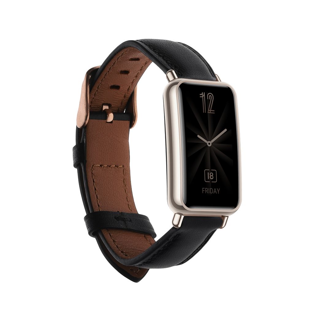 kwmobile Armband kompatibel mit Huawei Watch Fit mini - Echtleder Fitnesstracker Sportarmband Band