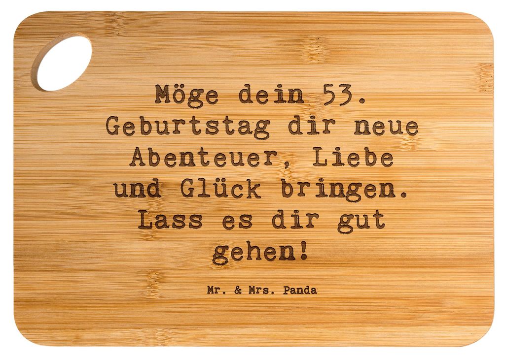 Mr. & Mrs. Panda Schneidebrett Spruch 53. Geburtstag Abenteuer - Transparent - Geschenk, besonderer, Happy Birthday, Alter, Frühstücksbrettchen, ...