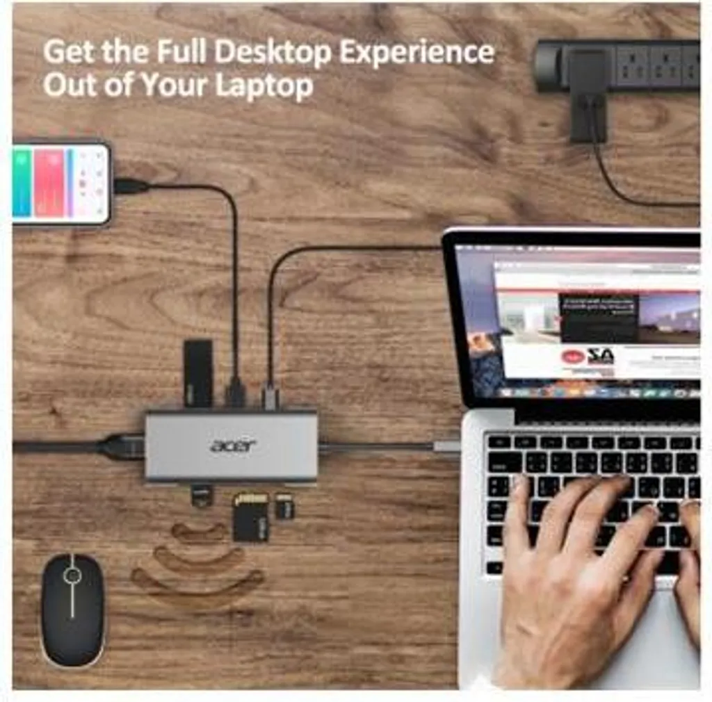 Acer Hub USB C 7-en-1 : Adaptateur HDMI 4K, 3x USB 3.2 et Lecteur SD TF