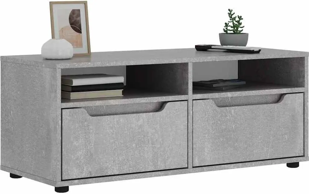 Mobile TV in stile elegante VISNES grigio cemento 100x40x38 cm materiale legno - Mobili TV Hommie3692460 1pacco