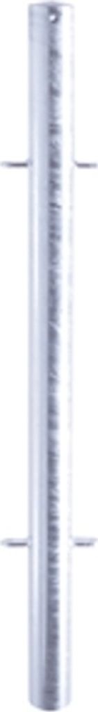 Mittelpfosten für Schutzzaungitter aus Rundrohr, mit 4 Verbindungslaschen weiß beschichtet