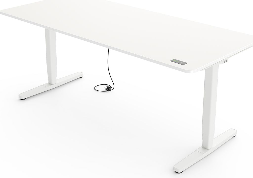 Yaasa Desk Pro Höhenverstellbarer Schreibtisch Elektrisch 180 x 80 cm, Weiß/Weiß – Ergo Touch Handschalter – 9 Speicherfunktionen – Höhen...
