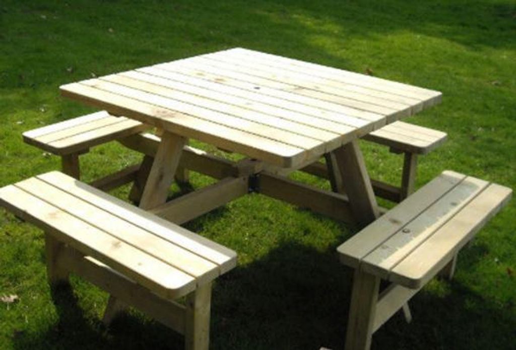 Picknickbank Massiv Kiefernholz Quadro (6x)