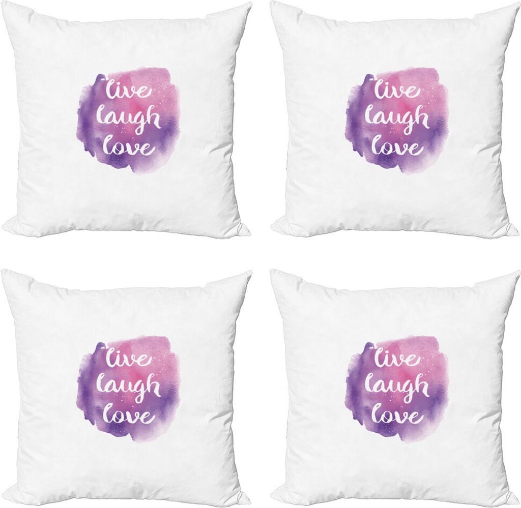 ABAKUHAUS Lebe lache Liebe Kissenbezug Set (4 Stück), Abstrakt Splash, Moderner Doppelseitiger Digitaldruck, 40 cm x 40 cm, Lila Rose