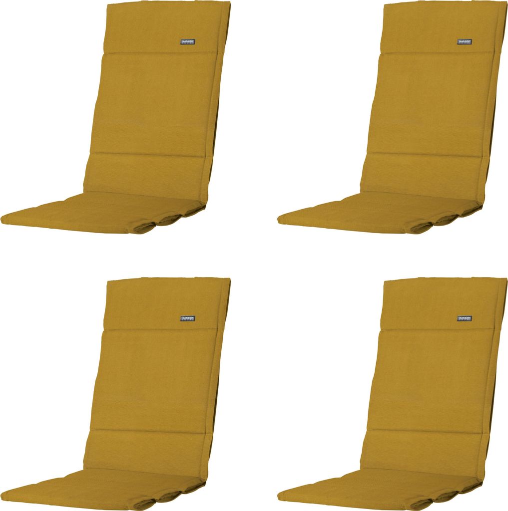 Madison – Panama Hochlehnen-Gartenstuhlkissen – Gelb – 125 x 50 x 3 cm – 4er-Set