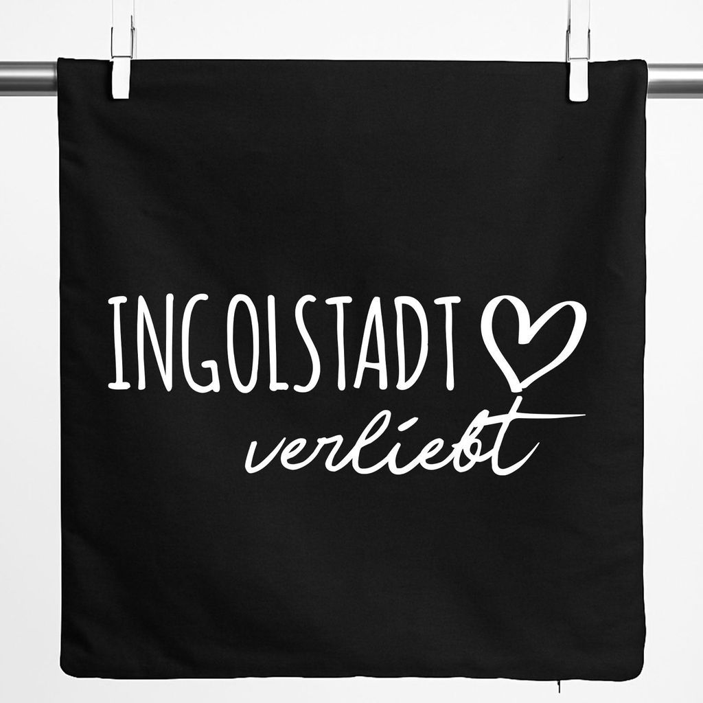 Huuraa Kissenbezug Ingolstadt verliebt 40x40cm Black Baumwolle Dekokissenbezug Geschenkidee