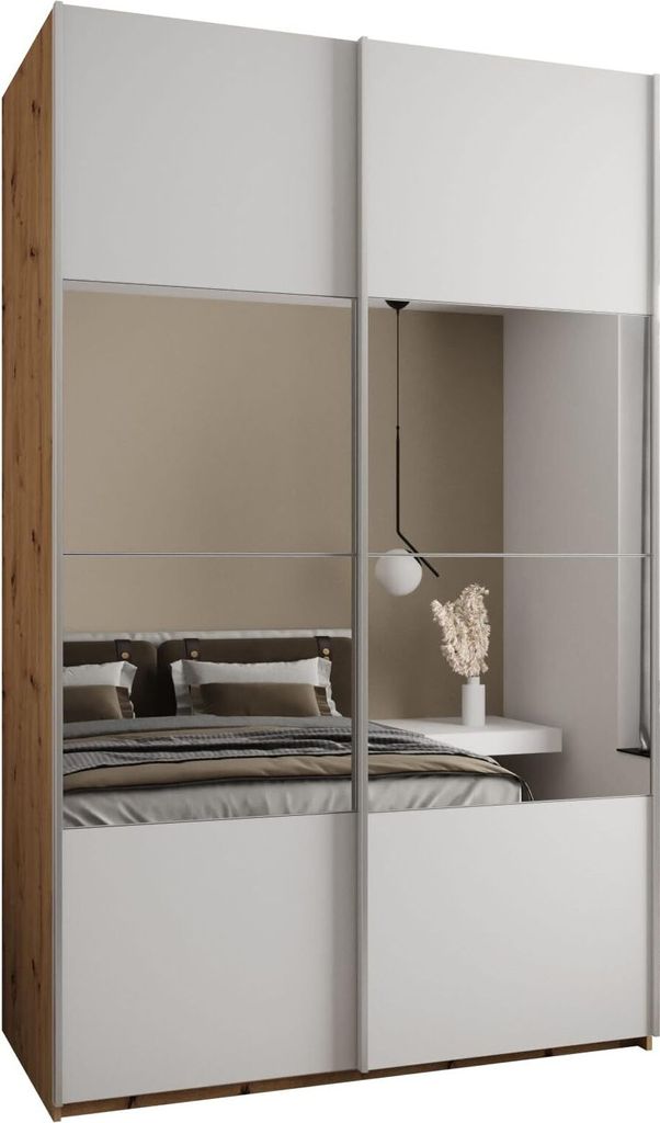 MEBLE KRYSPOL LUX 4 Schrank - 245,5x150x64cm - Artisan, Weiß, Silber