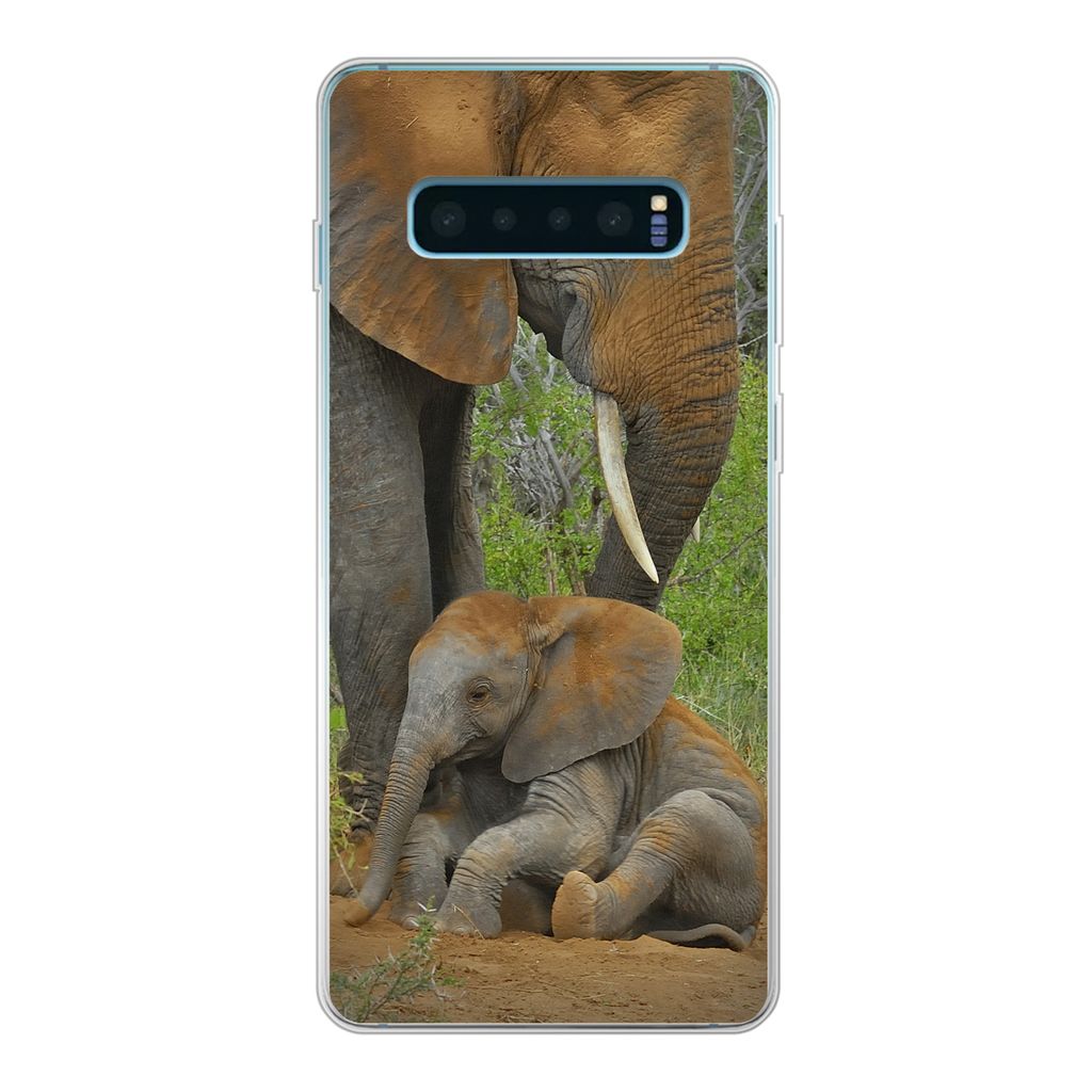 MuchoWow Handyhülle Schutzhülle Hülle für Samsung Galaxy S10 Lite Elefant - Tiere - Sand - Natur Silikon Softcase Handy Hülle - Schutz