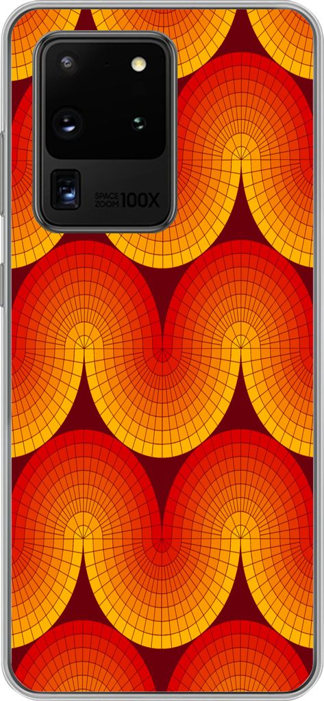 MuchoWow Handyhülle Schutzhülle Hülle für Telefoonhoesje Samsung Galaxy S20 Ultra Design - Retro - Rot - Abstrakt Silikon Softcase Handy Hül...