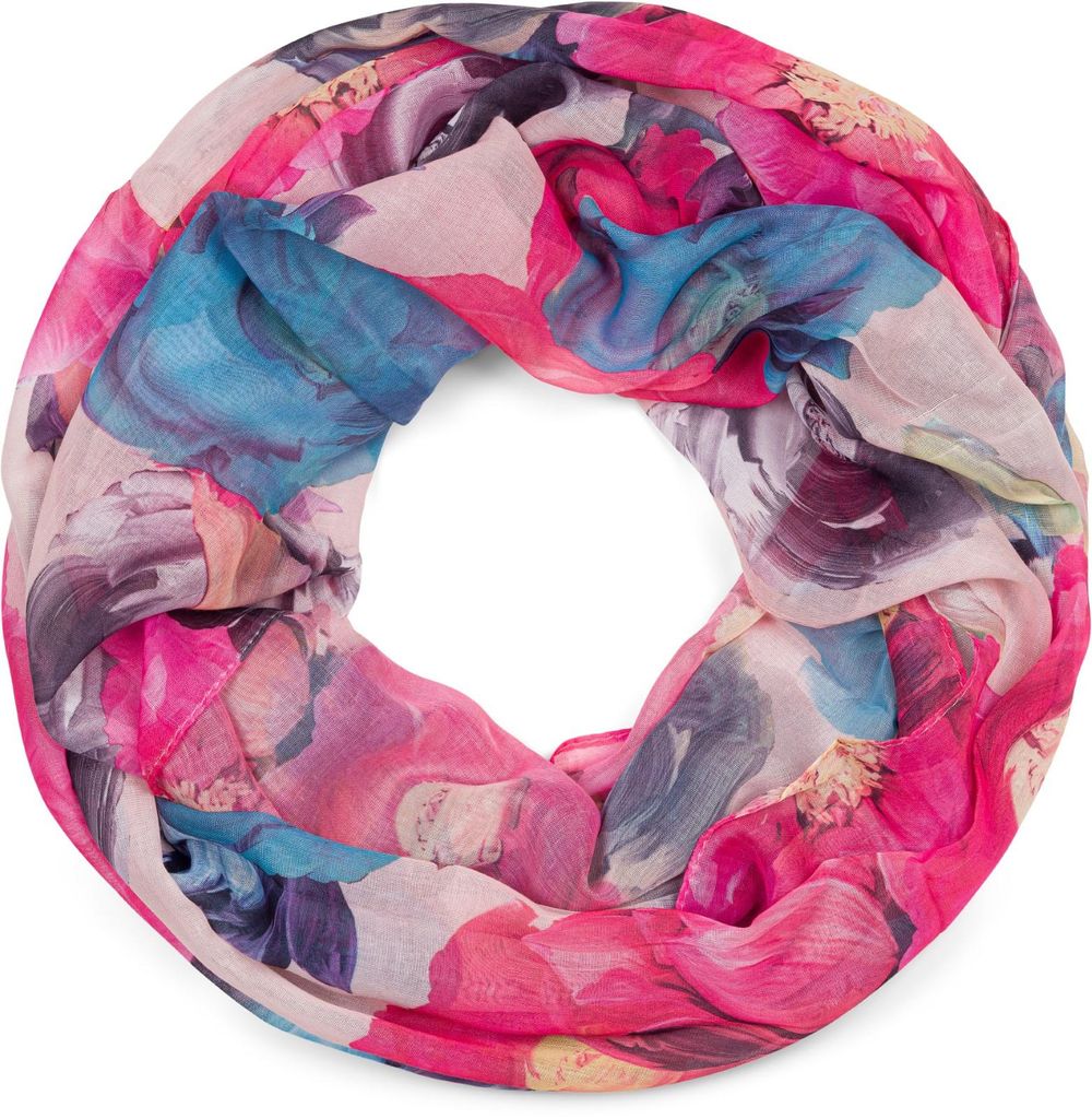 styleBREAKER Damen Loop Schal mit buntem Blumen Muster, Produktbild 