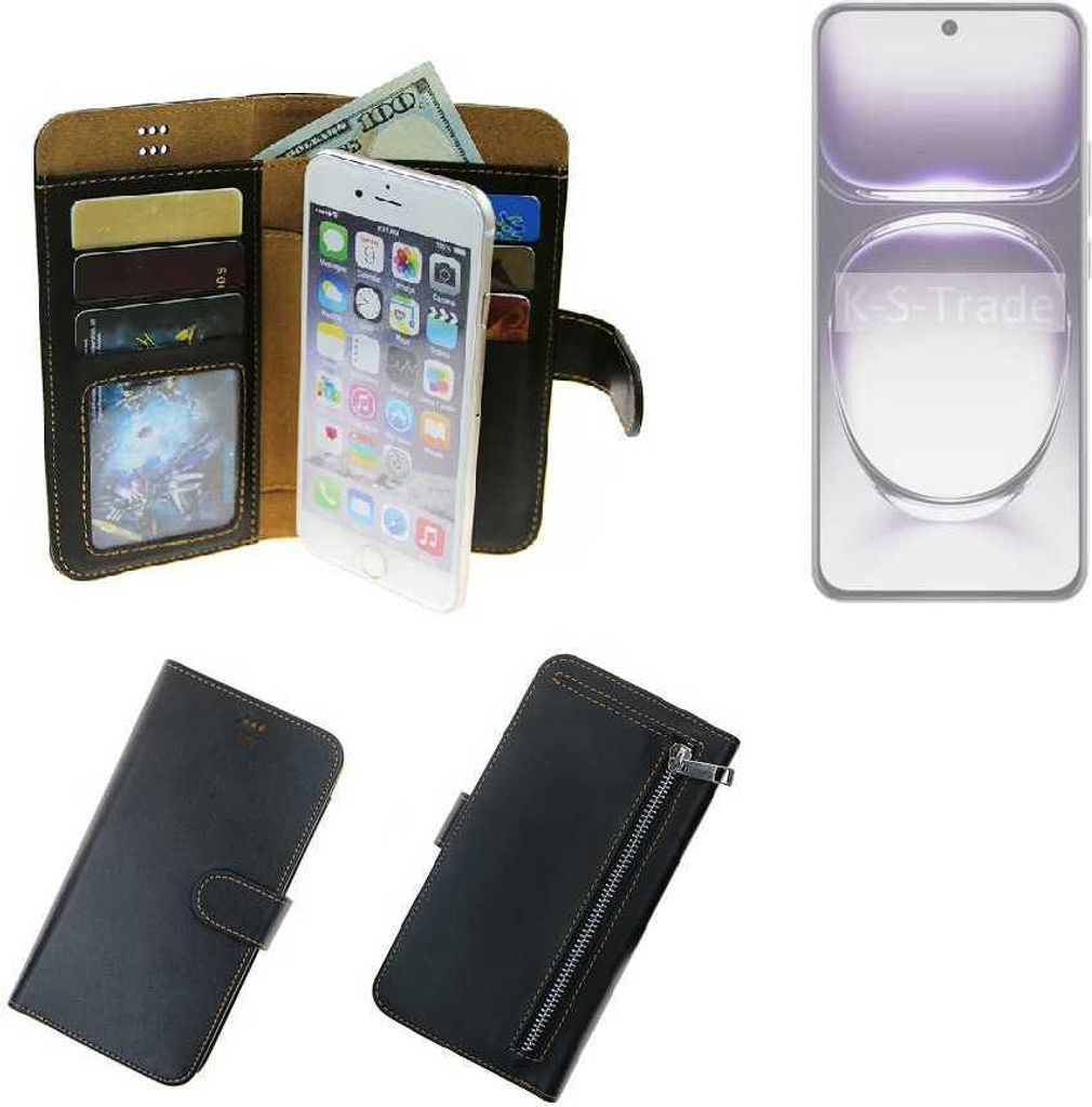 K-S-Trade Schutz Hülle kompatibel mit Oppo Reno12 Pro PJW110 Klapphülle Case Phone cover Slim Handytasche Handy Hülle schwarz aus Kunstleder (1