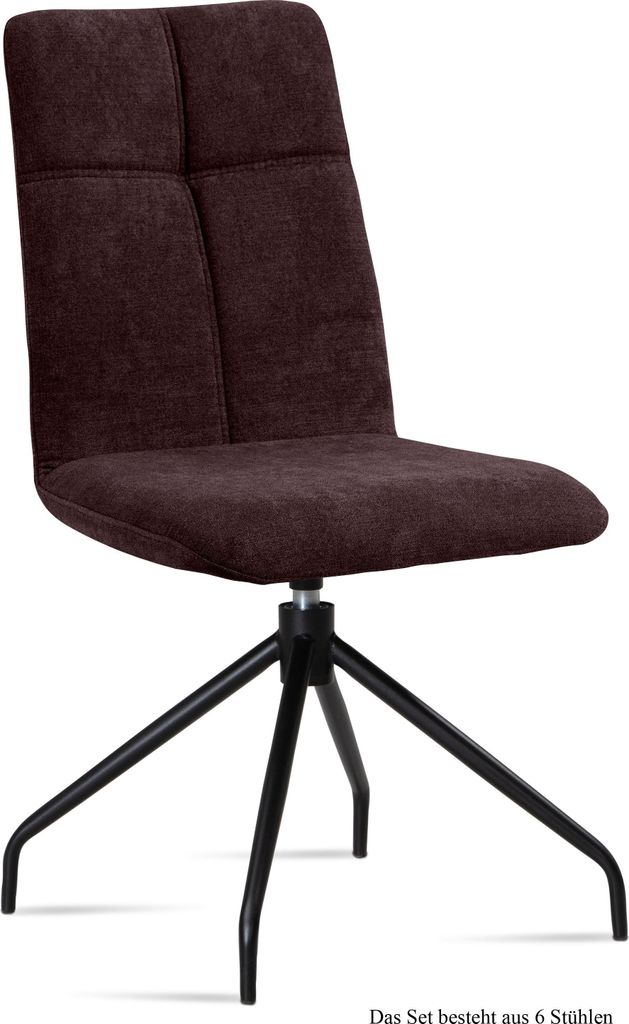 Esszimmerstuhl drehbar (6er-Set) Dniren 47x92x60 Schwarz/Espresso