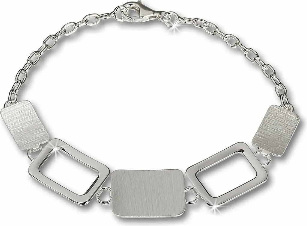 Gourmette Femme en Argent Mat SilberDream Bracelet à Mailles Carrées