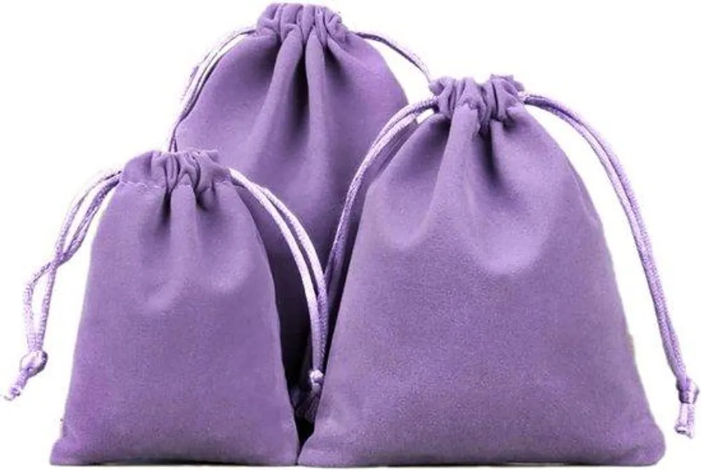 Pochettes à bijoux pour voyage en velours violet clair - 12 unités
